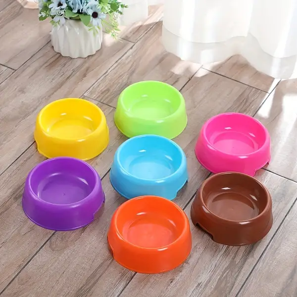 5pcs Candy-Colored Non-Slip Pet Bowls for Dogs & Cats - Durable Plastic Food and Water Feeder Set