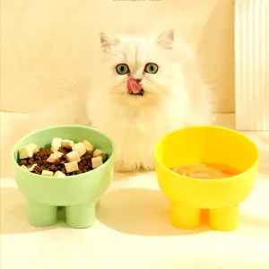 1pc New Pet Bowl, Macaron Color Elephant Leg Neck Guard Bowl For Cat Food Bowl, Anti-upset Cat Bowl