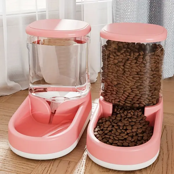 2pcs Set Automatic Pet Water Fountain Dog Food Container, Self-feeding Drinking Station With Feeder Bowl For Indoor Dogs