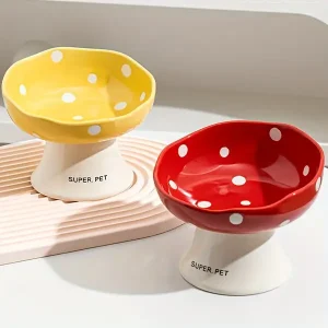 Super Pet Ceramic Cat Bowl: High-Platform, Large Mouth, and Safe for Feline Feeding and Drinking