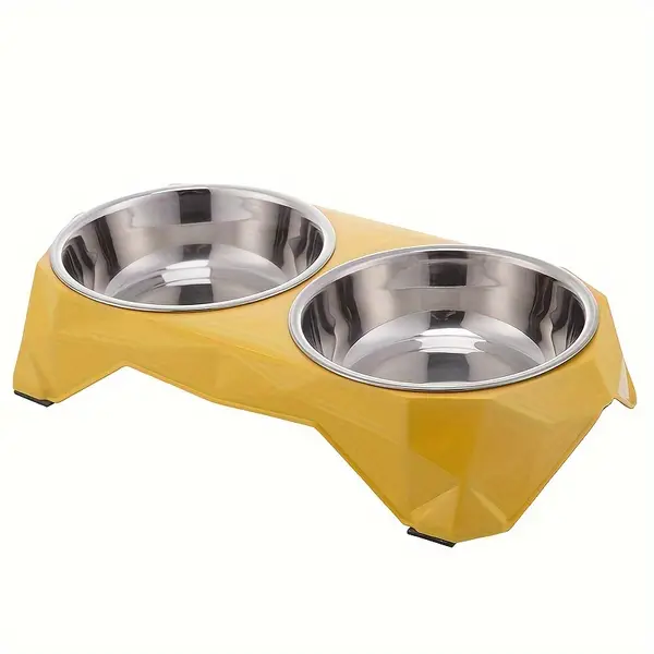 Elevated Diamond-Design Stainless Steel Dog Bowl Set - Large Capacity, Non-Slip Base for Food & Water